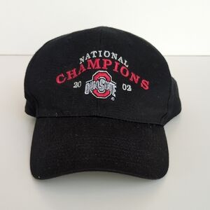 Vtg Ohio State Buckeyes Football 2002 National Champions Hat Black Snapback Cap‎